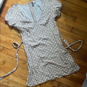 Divided Beige Polka Dot Dress